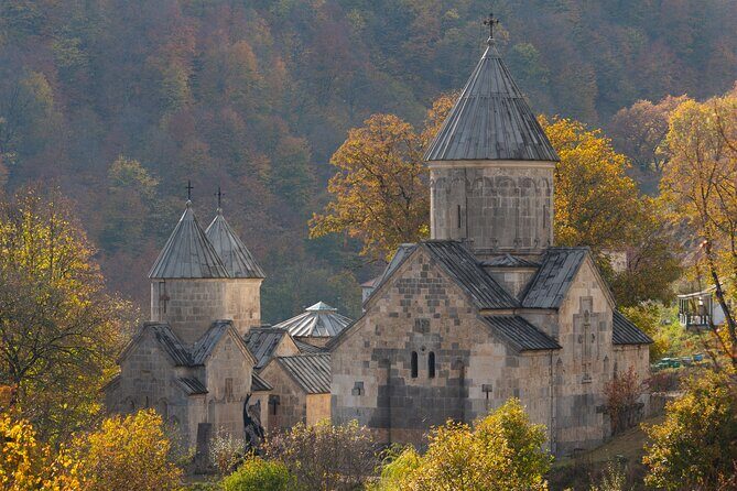 From Yerevan:Sevan, Dilijan, Haghartsin, Goshavank, Lake Parz - Haghartsin Monastery: white stone, a forest setting, and a refectory worth pausing for