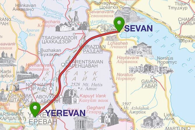 Transfer from Yerevan to Lake Sevan or vice versa - Vehicle choice: sedan, van, or minibus for 1–20 people